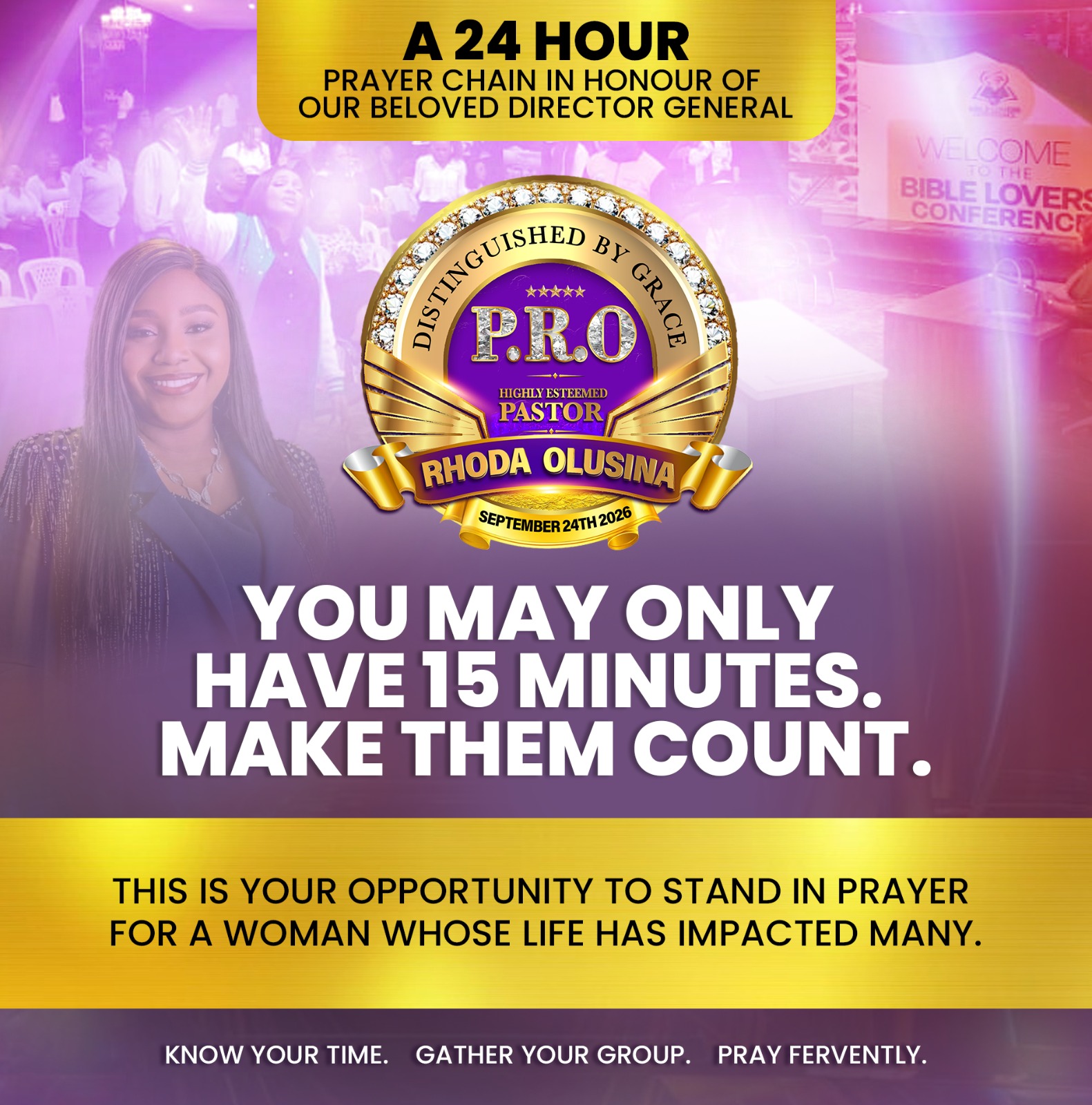 Birthday prayer-chain artwork for Pastor Rhoda Olushina